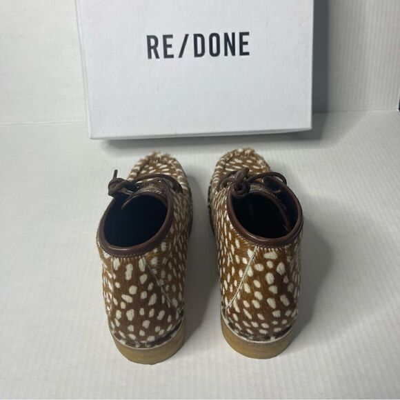 Re/Done Creepe Lace up bootie in polka dot Calf Hair new - Picture 6 of 9